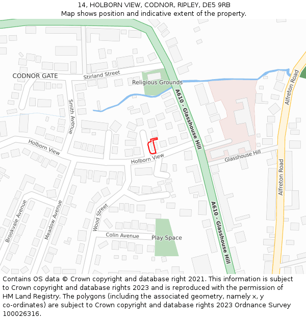 14, HOLBORN VIEW, CODNOR, RIPLEY, DE5 9RB: Location map and indicative extent of plot