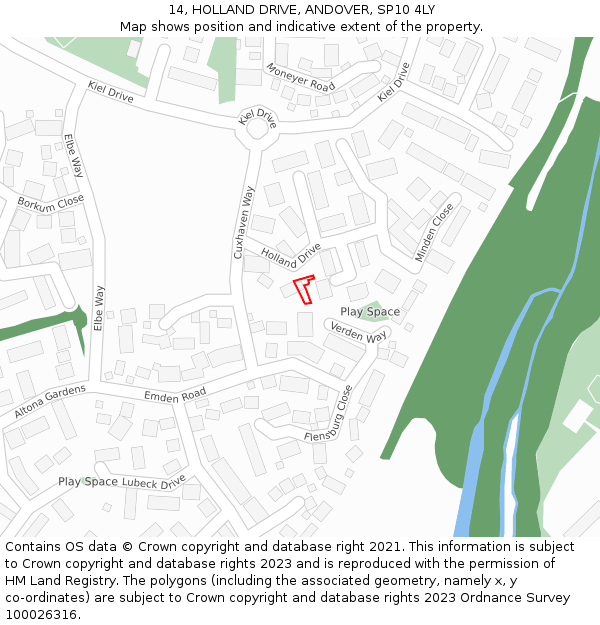 14, HOLLAND DRIVE, ANDOVER, SP10 4LY: Location map and indicative extent of plot