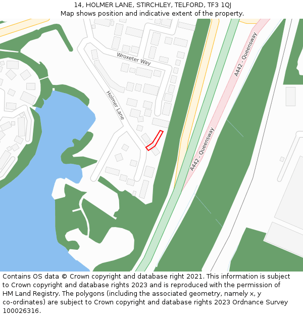14, HOLMER LANE, STIRCHLEY, TELFORD, TF3 1QJ: Location map and indicative extent of plot
