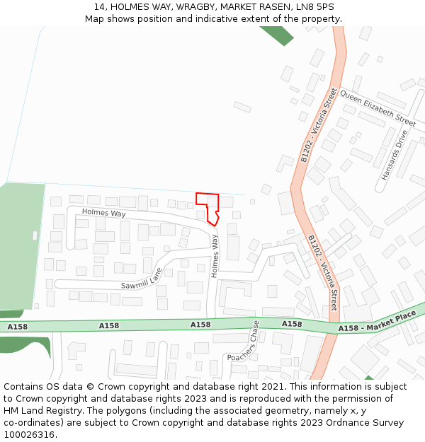 14, HOLMES WAY, WRAGBY, MARKET RASEN, LN8 5PS: Location map and indicative extent of plot