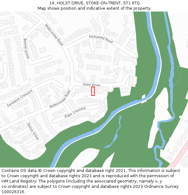 14, HOLST DRIVE, STOKE-ON-TRENT, ST1 6TQ: Location map and indicative extent of plot
