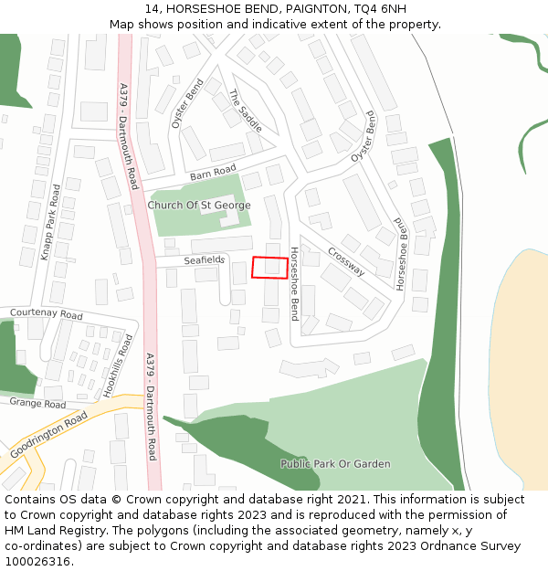 14, HORSESHOE BEND, PAIGNTON, TQ4 6NH: Location map and indicative extent of plot
