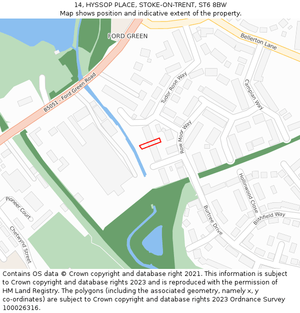 14, HYSSOP PLACE, STOKE-ON-TRENT, ST6 8BW: Location map and indicative extent of plot