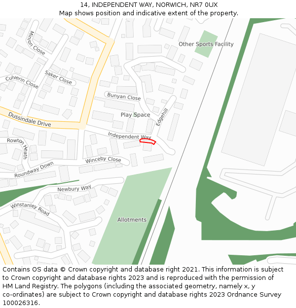 14, INDEPENDENT WAY, NORWICH, NR7 0UX: Location map and indicative extent of plot