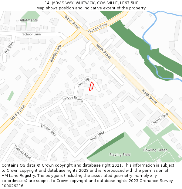 14, JARVIS WAY, WHITWICK, COALVILLE, LE67 5HP: Location map and indicative extent of plot