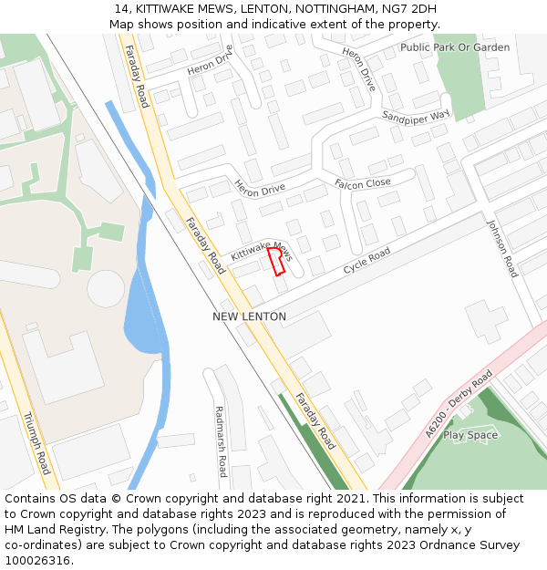 14, KITTIWAKE MEWS, LENTON, NOTTINGHAM, NG7 2DH: Location map and indicative extent of plot