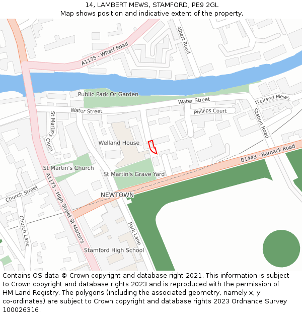 14, LAMBERT MEWS, STAMFORD, PE9 2GL: Location map and indicative extent of plot