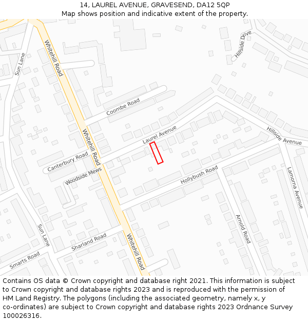 14, LAUREL AVENUE, GRAVESEND, DA12 5QP: Location map and indicative extent of plot