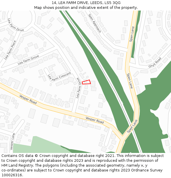 14, LEA FARM DRIVE, LEEDS, LS5 3QG: Location map and indicative extent of plot