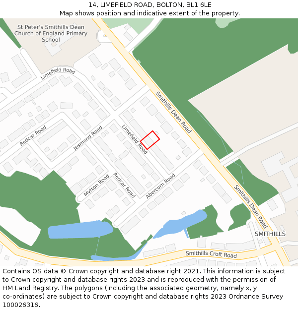 14, LIMEFIELD ROAD, BOLTON, BL1 6LE: Location map and indicative extent of plot