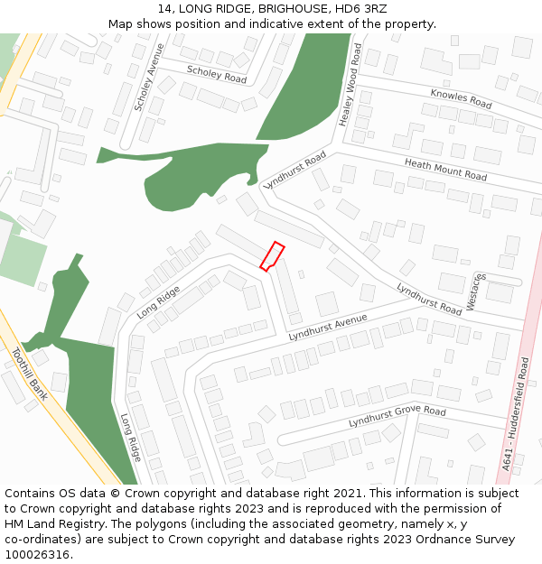 14, LONG RIDGE, BRIGHOUSE, HD6 3RZ: Location map and indicative extent of plot