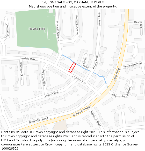 14, LONSDALE WAY, OAKHAM, LE15 6LR: Location map and indicative extent of plot