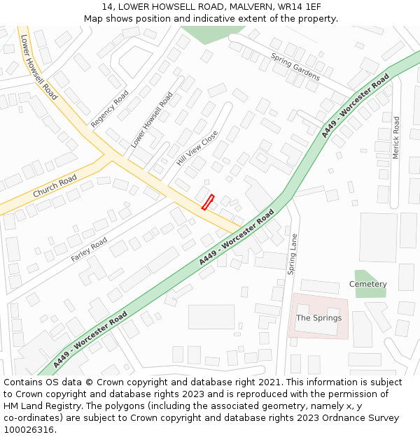 14, LOWER HOWSELL ROAD, MALVERN, WR14 1EF: Location map and indicative extent of plot