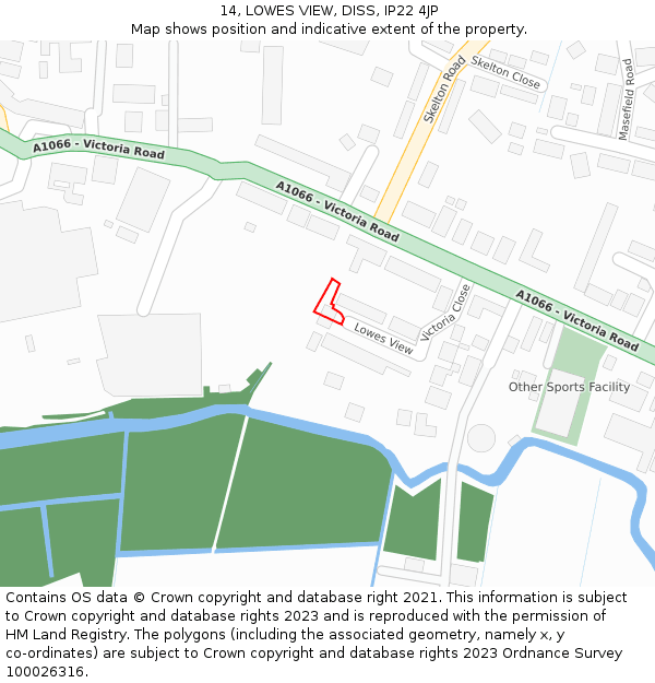 14, LOWES VIEW, DISS, IP22 4JP: Location map and indicative extent of plot