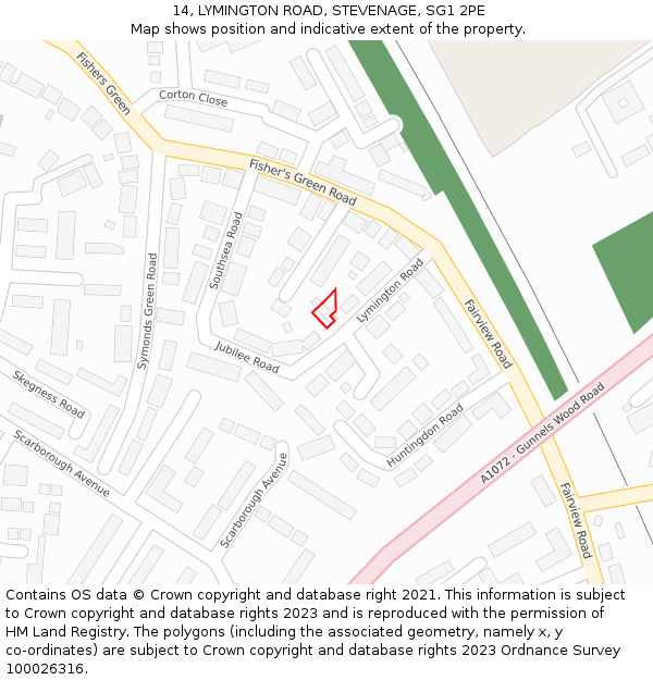 14, LYMINGTON ROAD, STEVENAGE, SG1 2PE: Location map and indicative extent of plot