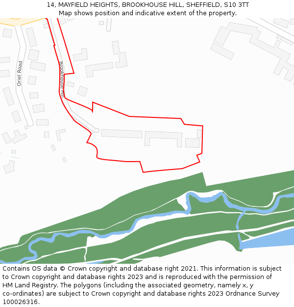 14, MAYFIELD HEIGHTS, BROOKHOUSE HILL, SHEFFIELD, S10 3TT: Location map and indicative extent of plot