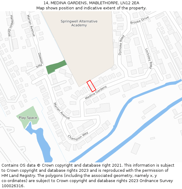 14, MEDINA GARDENS, MABLETHORPE, LN12 2EA: Location map and indicative extent of plot