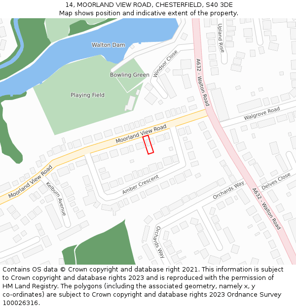 14, MOORLAND VIEW ROAD, CHESTERFIELD, S40 3DE: Location map and indicative extent of plot