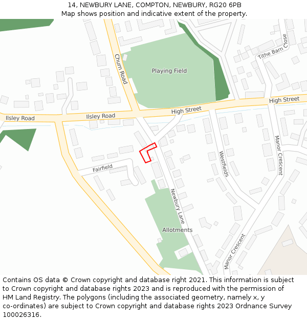 14, NEWBURY LANE, COMPTON, NEWBURY, RG20 6PB: Location map and indicative extent of plot