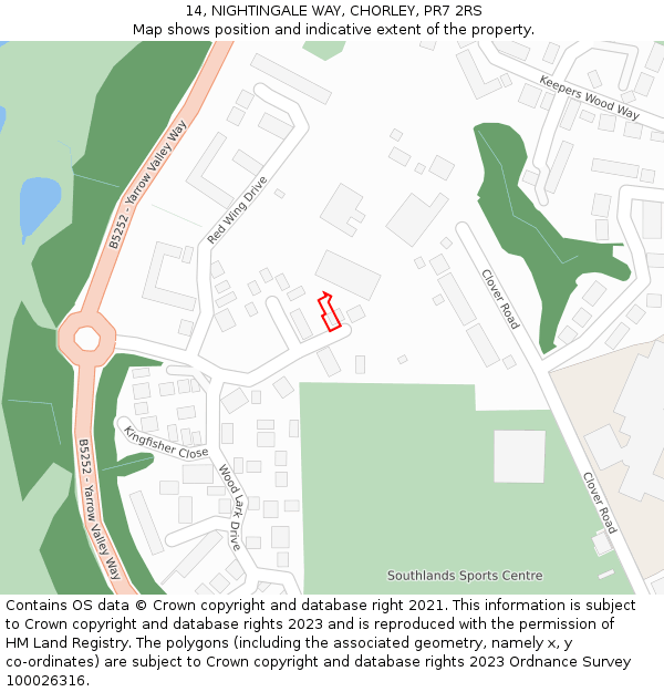 14, NIGHTINGALE WAY, CHORLEY, PR7 2RS: Location map and indicative extent of plot