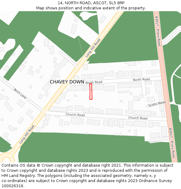 14, NORTH ROAD, ASCOT, SL5 8RP: Location map and indicative extent of plot