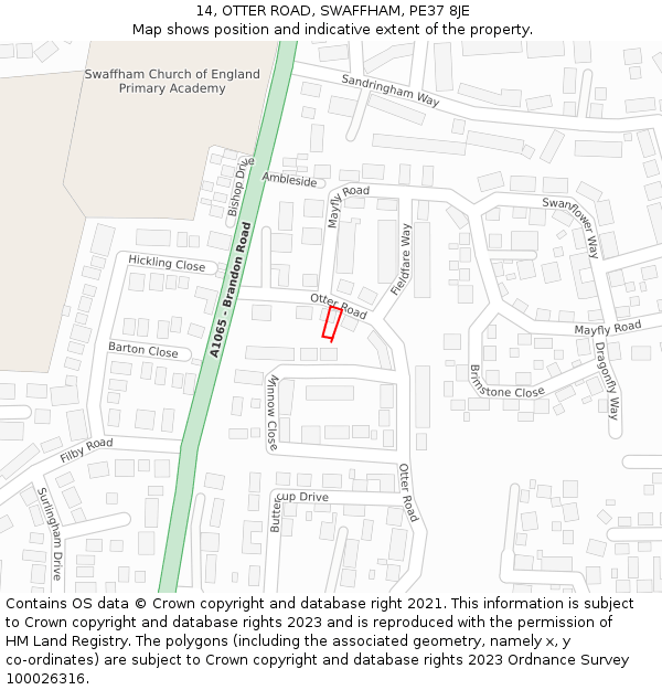 14, OTTER ROAD, SWAFFHAM, PE37 8JE: Location map and indicative extent of plot