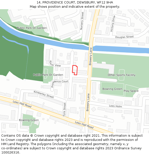14, PROVIDENCE COURT, DEWSBURY, WF12 9HA: Location map and indicative extent of plot