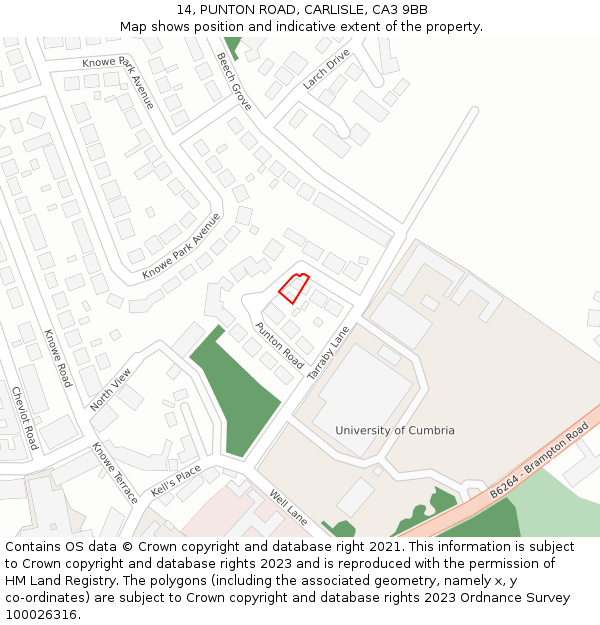 14, PUNTON ROAD, CARLISLE, CA3 9BB: Location map and indicative extent of plot