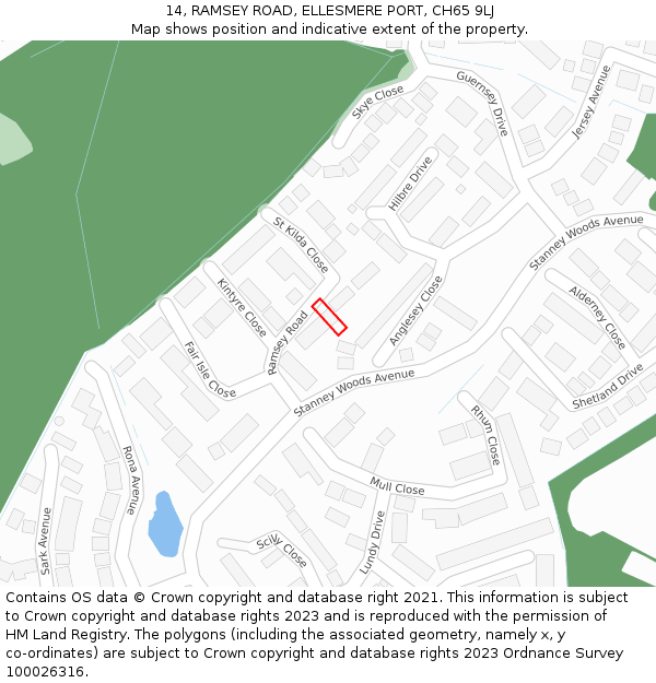 14, RAMSEY ROAD, ELLESMERE PORT, CH65 9LJ: Location map and indicative extent of plot
