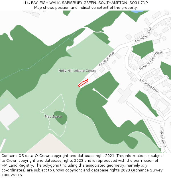 14, RAYLEIGH WALK, SARISBURY GREEN, SOUTHAMPTON, SO31 7NP: Location map and indicative extent of plot