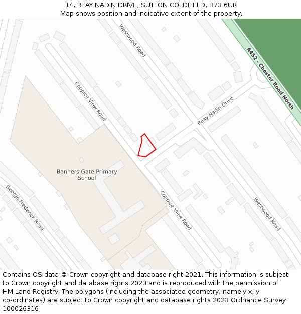 14, REAY NADIN DRIVE, SUTTON COLDFIELD, B73 6UR: Location map and indicative extent of plot