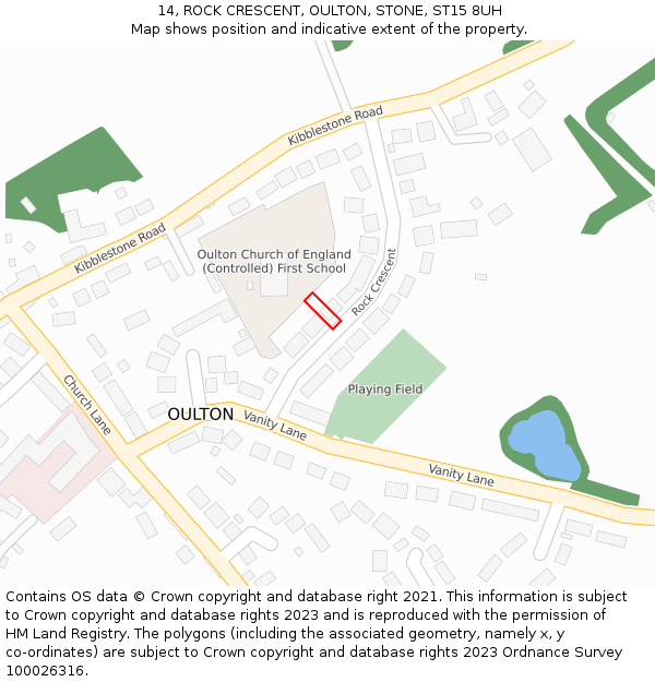 14, ROCK CRESCENT, OULTON, STONE, ST15 8UH: Location map and indicative extent of plot