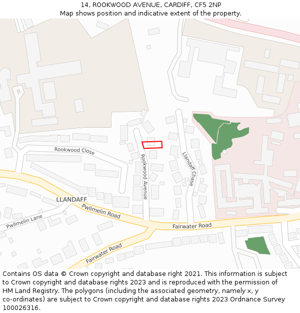 14, ROOKWOOD AVENUE, CARDIFF, CF5 2NP: Location map and indicative extent of plot