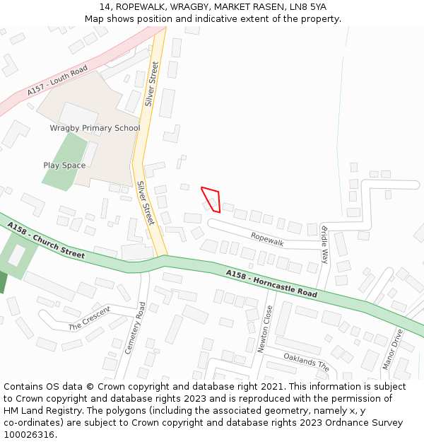 14, ROPEWALK, WRAGBY, MARKET RASEN, LN8 5YA: Location map and indicative extent of plot