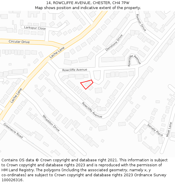 14, ROWCLIFFE AVENUE, CHESTER, CH4 7PW: Location map and indicative extent of plot