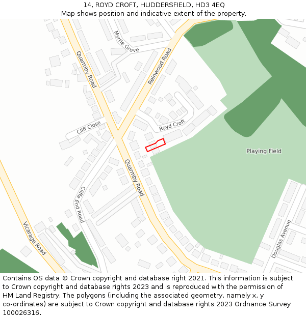14, ROYD CROFT, HUDDERSFIELD, HD3 4EQ: Location map and indicative extent of plot