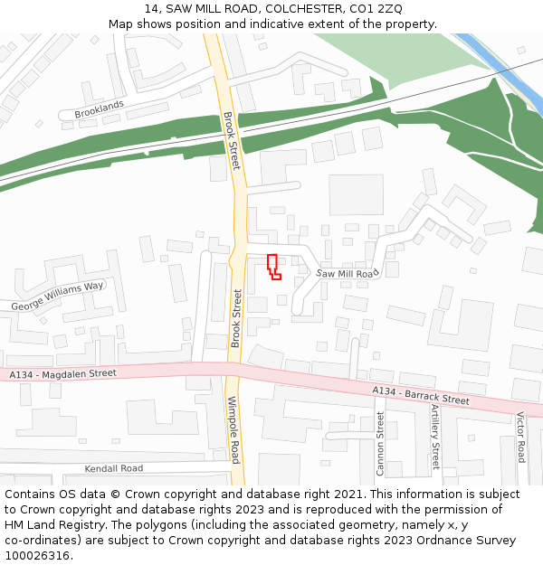 14, SAW MILL ROAD, COLCHESTER, CO1 2ZQ: Location map and indicative extent of plot