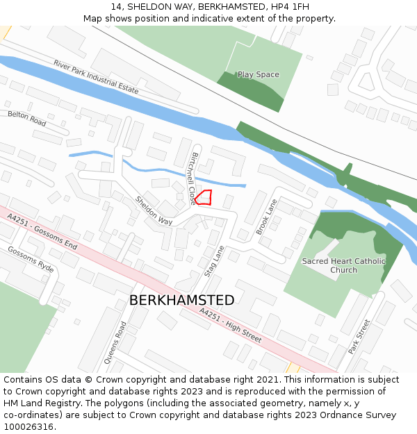 14, SHELDON WAY, BERKHAMSTED, HP4 1FH: Location map and indicative extent of plot