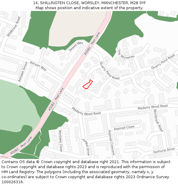 14, SHILLINGTEN CLOSE, WORSLEY, MANCHESTER, M28 0YF: Location map and indicative extent of plot