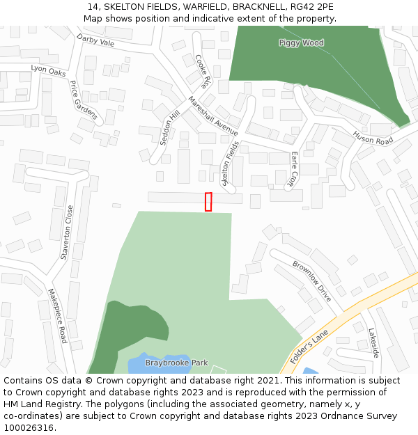 14, SKELTON FIELDS, WARFIELD, BRACKNELL, RG42 2PE: Location map and indicative extent of plot