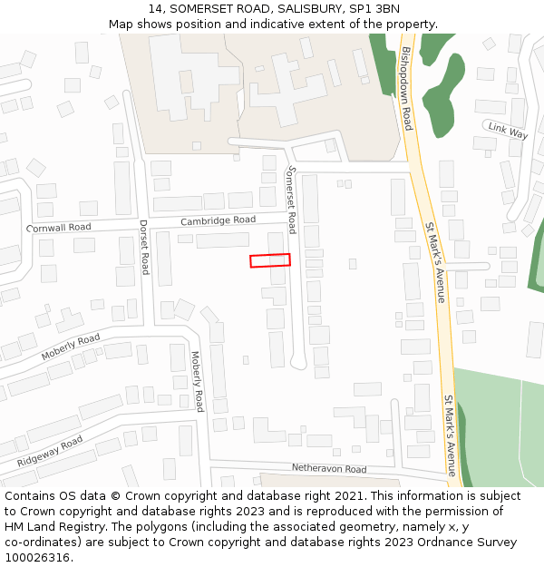 14, SOMERSET ROAD, SALISBURY, SP1 3BN: Location map and indicative extent of plot