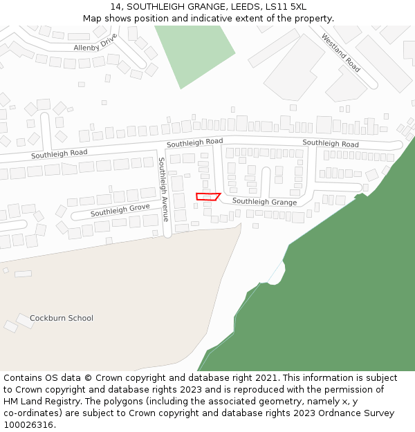 14, SOUTHLEIGH GRANGE, LEEDS, LS11 5XL: Location map and indicative extent of plot