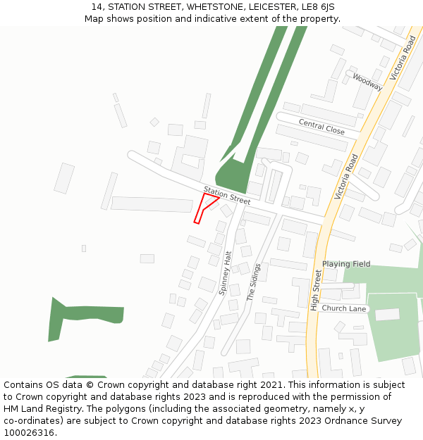 14, STATION STREET, WHETSTONE, LEICESTER, LE8 6JS: Location map and indicative extent of plot