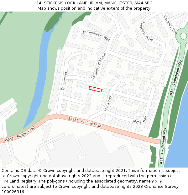 14, STICKENS LOCK LANE, IRLAM, MANCHESTER, M44 6RG: Location map and indicative extent of plot