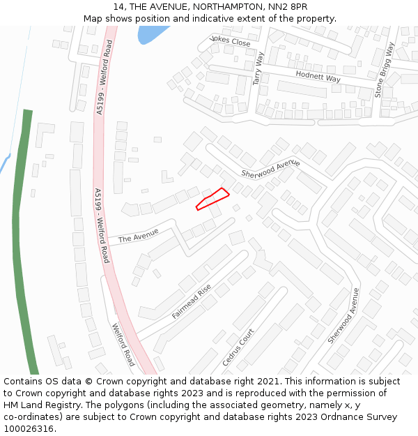 14, THE AVENUE, NORTHAMPTON, NN2 8PR: Location map and indicative extent of plot