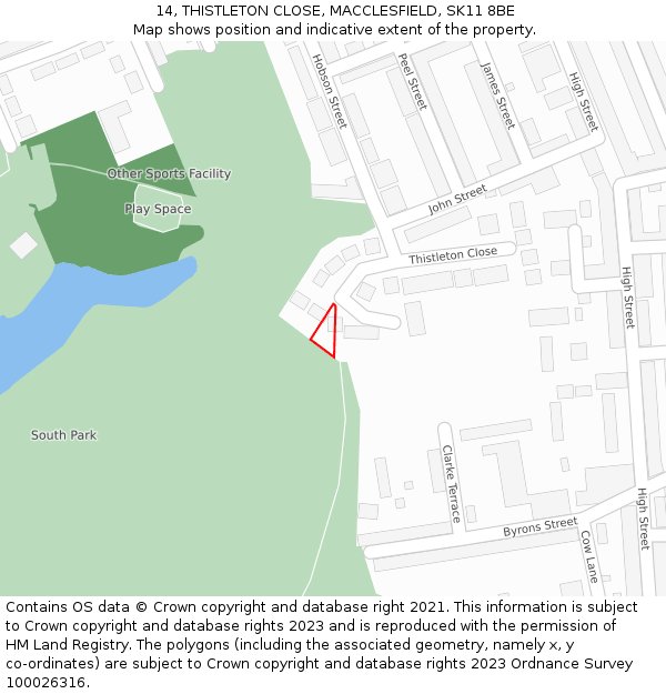 14, THISTLETON CLOSE, MACCLESFIELD, SK11 8BE: Location map and indicative extent of plot