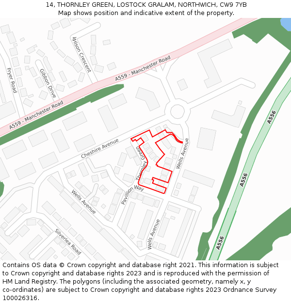14, THORNLEY GREEN, LOSTOCK GRALAM, NORTHWICH, CW9 7YB: Location map and indicative extent of plot