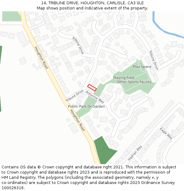 14, TRIBUNE DRIVE, HOUGHTON, CARLISLE, CA3 0LE: Location map and indicative extent of plot