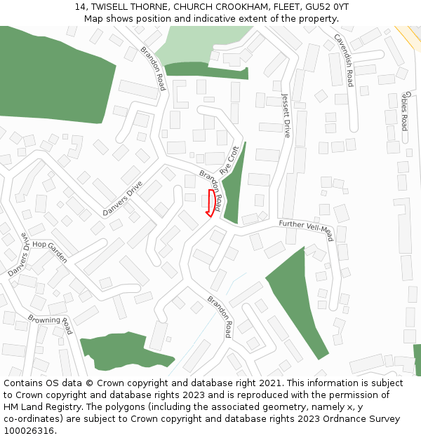 14, TWISELL THORNE, CHURCH CROOKHAM, FLEET, GU52 0YT: Location map and indicative extent of plot