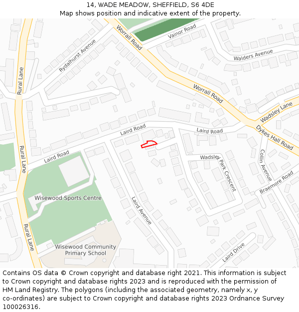 14, WADE MEADOW, SHEFFIELD, S6 4DE: Location map and indicative extent of plot
